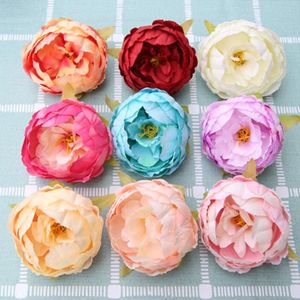 Coritas de flores decorativas 20/100 Peonías de seda artificial Peony al por mayor de 10 cm para la boda del hogar
