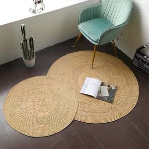 Água grama mão-tecida tapete palha juta estilo jardim estilo sala de estar mesa de café cabaça para 220301