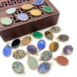 Pendenti di quarzo blu verde placcato con artiglio di bordo placcato ovale 13x23mm alla moda per la creazione di gioielli all'ingrosso