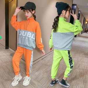 Kinder Mädchen Kleidung Set Blogger Push Mode Mehrfarbige Patchwork Baby Mädchen Outfits Teenager Mädchen Casual Sport