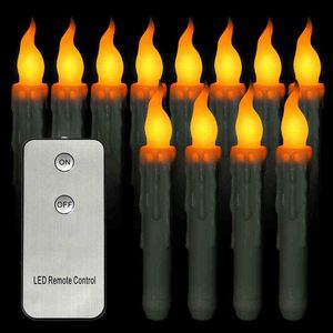 Pack of 6 or 12 Flameless Velas Remote,6.7 inch Yellow Flickering Wireless Wedding Candles ,Plastic Battery Candele For Birthday H1222