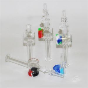 20pcs Hookahs Glass Nectar Dab Straw with 10mm 14mm Quartz Tips Keck Clip 5ml Silicone Container Reclaimer Nectar DHL