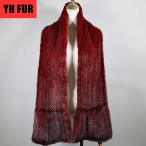 Fashion Winter Warm Soft Women Real Mink Fur Scarf Lady Genuine Mink Fur Wrap Scarves Knitted Mink Fur Shawl Scarves