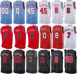 Stampato 75th Anniversary Basketball Troy Brown Jr Jersey 7 Zach LaVine 8 Lonzo Ball 2 Coby White 0 Nikola Vucevic 9 Alex Caruso 6 DeMar DeRozan 11 TEAM Uomo Bambini Donna