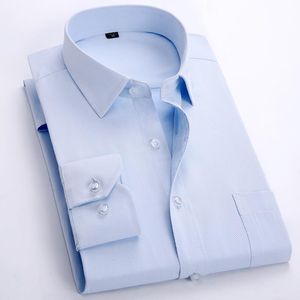 Nova Chegada de Homens No-Ferro cor sólida Slim Fit shirt de manga comprida de abertura de cama colarinho formais Masculino Moda Camisas dos homens Camisas de vestido