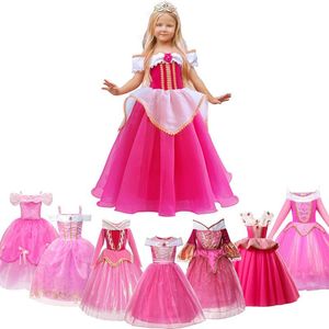 Costume da principessa per ragazze della bella addormentata, per bambini, con spalle scoperte, abito da festa per spettacolo di bellezza addormentata, vestiti di Halloween