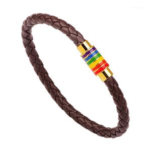 Braccialetti con ciondoli Magnete in rame di moda Bracciale colorato in cordoncino di cuoio per uomini e donne Bracciale marrone nero per gioielli in corda da polso1