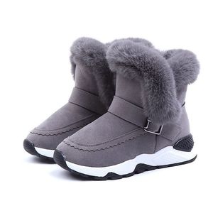 CUZULLAA Girls Warm Plush Lining Snow Boots Winter Shoes Kids Non-slip Rubber Sole Buckle Ankle Boots Size 26-36 LJ201029