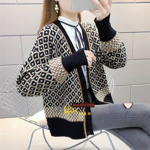 Women's Sweater Embroidered Cardigan Cashmere Stitching Color Street Clothing Comfortable Knitting Size