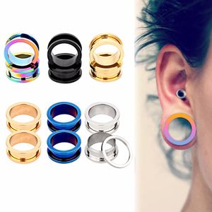 2PCS Steel Tunnels Double Flared Piercing Flesh Tunnel Plugs Ear Expanders Stretchers Earring Gauges Body Jewelry