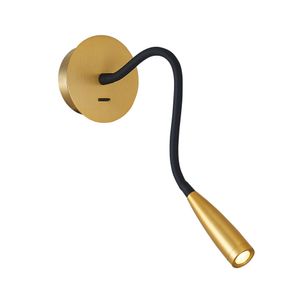 Tokili LED Lampada da parete a collo di cigno Sconce 3W Bronzo nero/Ottone spazzolato Cablato AC100-240V Fascio focalizzato Studio di lavoro accattivante Bianco caldo 3000K