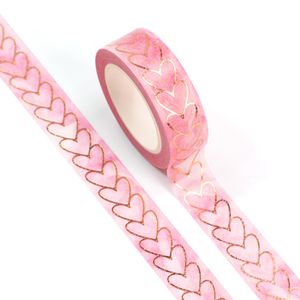 Wholesale decorative foils resale online - 5Pieces PC MM M Foil Yellow Heart Pink Washi Tape Decorative Scrapbooking Masking Tape School Office Supply Washi Tape Adhesi