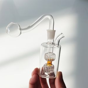 Mini kleine Glaswaren Shisha Rauchen bunte Glasbrenner Bubbler Flasche mit 10 mm Ölschalen Percolater Bubbler Wasserpfeifen Tabakschüssel Raucherzubehör