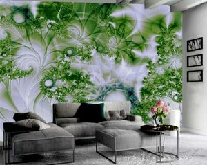 Nowoczesny Mural 3D Tapeta Piękny Kwiatowy Zielony 3d Tapety Salon Sypialnia WallCovering HD Luksusowy Kwiat 3d Tapeta