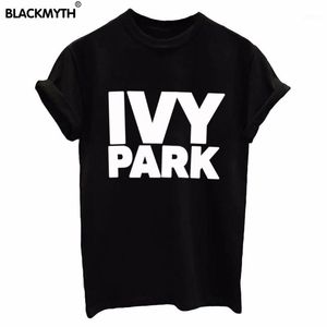 Kadın T-shirt Toptan-Kadın O-Boyun Tops Ivy Park Mektupları Baskı Yaz T Gömlek Kısa Kollu Beyaz Siyah Ince Tee Gömlek1