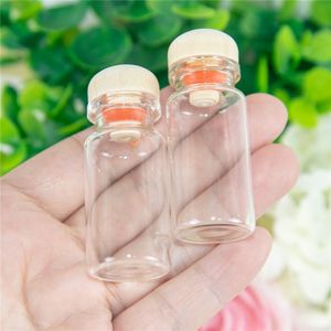 7ml Clear Glass Vials With Wood Cap Stopper Gift Bottles Jars Decoration Craft Wedding Diy 100pcs