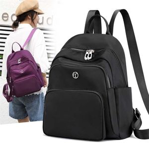 Vento Marea Travel Women Backpack Design School Bag för Teenage Girl Casual Axel Väskor Kvinna Nylon Rucksack Black Purse 220208