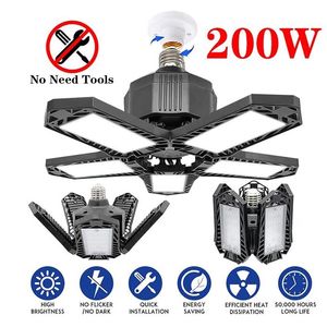 LED Garaż Light 200W E27 360 Stopni Deform High Bay Lampa dla Workshop Warehouse Factory