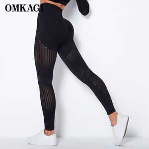 Omkagi cintura alta yoga calças bunda levantamento de mulheres colegas oco fora leggings esporte femme fitness treino esporte yoga leggings mulheres 201203