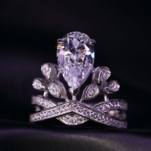 Zircone in oro bianco e argento anello anello anello orecchio oro bianco creativo anelli di nozze regalo di San Valentino