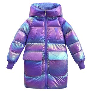 Inverno moda bebê para baixo jaqueta para menina cor brilhante algodão jaqueta com capuz para roupas de menino jaqueta infantil garoto casaco 3-10 anos lj201125