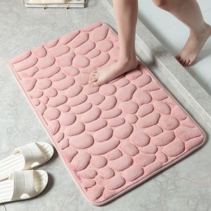 ZL0433 Bath Mats Cobblestone Pattern Thick Coral Velvet Floor Mat Memory Foam SBR Non-Slip Carpet Water Absorbent Floormat Flannel Soft Bathroom-Mat Doormat Rug Pad