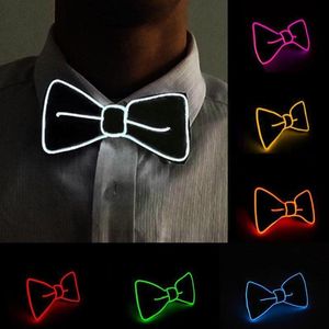 Neck Opaski Mruganie LED Bowtie Podświetlana elastyczna muszka Light Up przez 2 baterię do małżeństwa Party Festival Club Supplies Unise B1G8