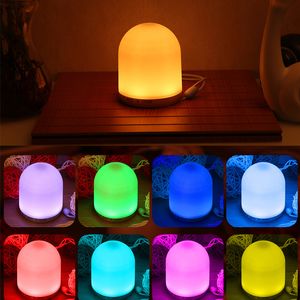 RGB Färgglada Nattljus Dimbar Bedside Lamp Rechargeble Nursery Remote Control Vit / varm vit gåva för barn