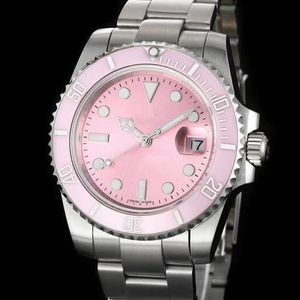 Zafiro Rosa al por mayor-Master Design Mechanical Watch Hot Ceramic Pink Calendario de la ventana grande Hebilla plegable Vidrio de zafiro Bolso de negocios de estrellas