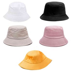 韓国の女性の漁師の帽子紐のバケツの帽子綿の帽子屋外旅行防水帽子バイザーハット原宿夏2019年カジュアルG220311