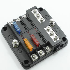 12V 24V Car Fuse Box Plastic Cover Holder Stud With LED Indicator Light 6 Ways Blade For Car Boat Marine Bus Tricycle RV Van