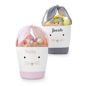 Festive & Party Supplies Easter Bunny Bags Barrel Bucket Basket Plaid Patchwork Cartoon Rabbit Ear Bowknot Canvas Tote Bag New Year Gifts Egg Candies Handbag