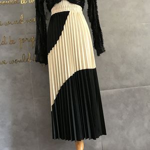 Moda Kadife Yumuşak Bump Renk Pileli Etek Kadın Kışlık Düzensiz Patchwork Siyah Eteklerde Y1214