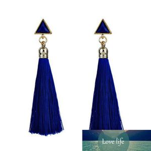 Bohemian Gold Long Tassel Drop Örhängen för Kvinnor Mode Vintage Etnisk Fring Triangle Dangle Earring Smycken Partihandel