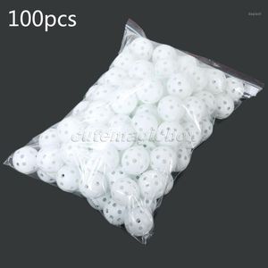 Wholesale- White 100Pcs/Pack Plastic Whiffle Airflow Hollow Golf Balls Practice Golf Balls Training Sports Golf Accessories Aids Tool Clubs1