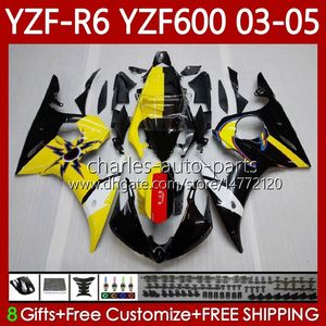 OEM Fairings For YAMAHA YZF-R6 YZF R 6 600 CC YZF600 YZFR6 03 04 05 Body 95No.15 YZF R6 600CC 2003 2004 2005 Cowling YZF-600 03-05 Motorcycle Bodywork Kit yellow factory