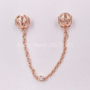 Andy Jewel 925 STERLING Gümüş Boncuklar Kabartmalı Kalpler Güvenlik Zinciri Takılar Avrupa Pandora Tarzı Takı Bilezikler Kolye 787636cz