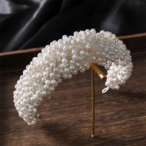 Crystal Pearl Hair Band And Women Catwalk Exaggerated party Birthday Headband Manual Bridal Headdress Wedding hair Accessories 220222