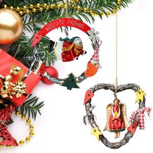 Christmas Decorations Wreath Door Hanging Ornament Wooden Angel Snowman Garland For Kindergarten Shopping Mall Bar1