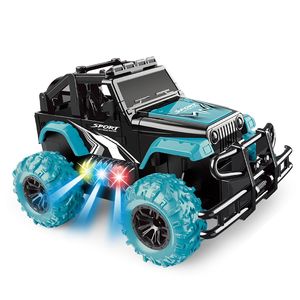 1:24 Mini Four-Way Remote Control Car Off-Road RC Car Climbing Vehicle With Light Buggy Toy Gifts for Kids (Blue)