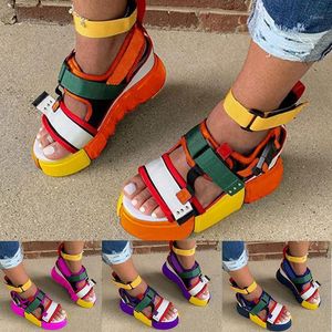 Женские платформы Sandals Multicolor ремешок открытый носок летние сандалии пляжная юбка с1