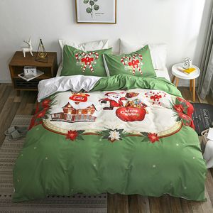 Jul duvet täcker set jul Joy Santa Claus lycklig present 3d digital säng Tre-Pics Quilt Cover Bed Duvet Quilt Cover Set