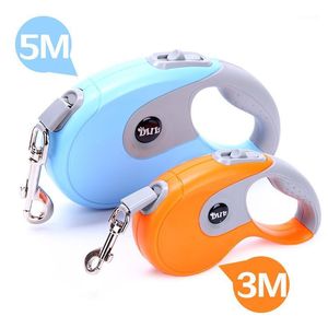 Dog Collars & Leashes Strong Retractable 3M 5M Antiskid Outdoor Walking Automatic Adjustable Collar Leads Pet Product Candy Color1