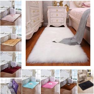 Imitation Wool Carpet Plysch Living Room Bedroom Fur Rug Tvättbar Seat Pad Fluffy 40 * 40cm 50 * 50cm Soft mattor HH21-574