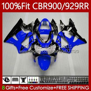 Fairings de OEM para Honda CBR900 CBR929 RR 900CC 929CC 2000 2001 Body 68NO.86 CBR 929RR 900RR 900 929 RR CC CBR929RR 00 01 CBR900RR 00-01 Injecção Azul Black Bodywork