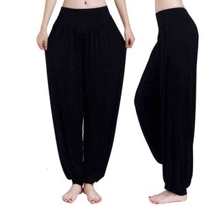 Pantaloni da yoga a gamba larga 13 colori Plus Size Pantaloni larghi da donna Pantaloni lunghi per Yoga Dance S M L XL XXL XXXL Pantaloni da casa modali morbidi H1221