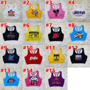 Frauen Weste Top Sexy Dünne Beiläufige Buchstaben Cartoons Muster Gedruckt Damen Neue Mode Sport Ärmel Crop Tops 2020