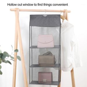 Storage Bags Hanging Closet Organizer Anti-Dust Cover Polyester Foldable Handbag Purse Bag 2/3/4 Pocket