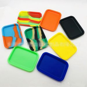 Silicone Rolling Tobacco Trays Container Pure Colorful Color Square Hand Roller Mat For Paper Smoking Herb Grinder Acessórios para cigarros DHL