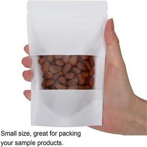 Sealable Bags White Kraft Paper Bag Stand Up Zipper Resealable Food Grade Snack Cookie Packing fast ship